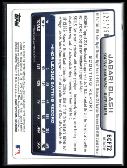 Jabari Blash 1st Bowman Chrome Blue /250