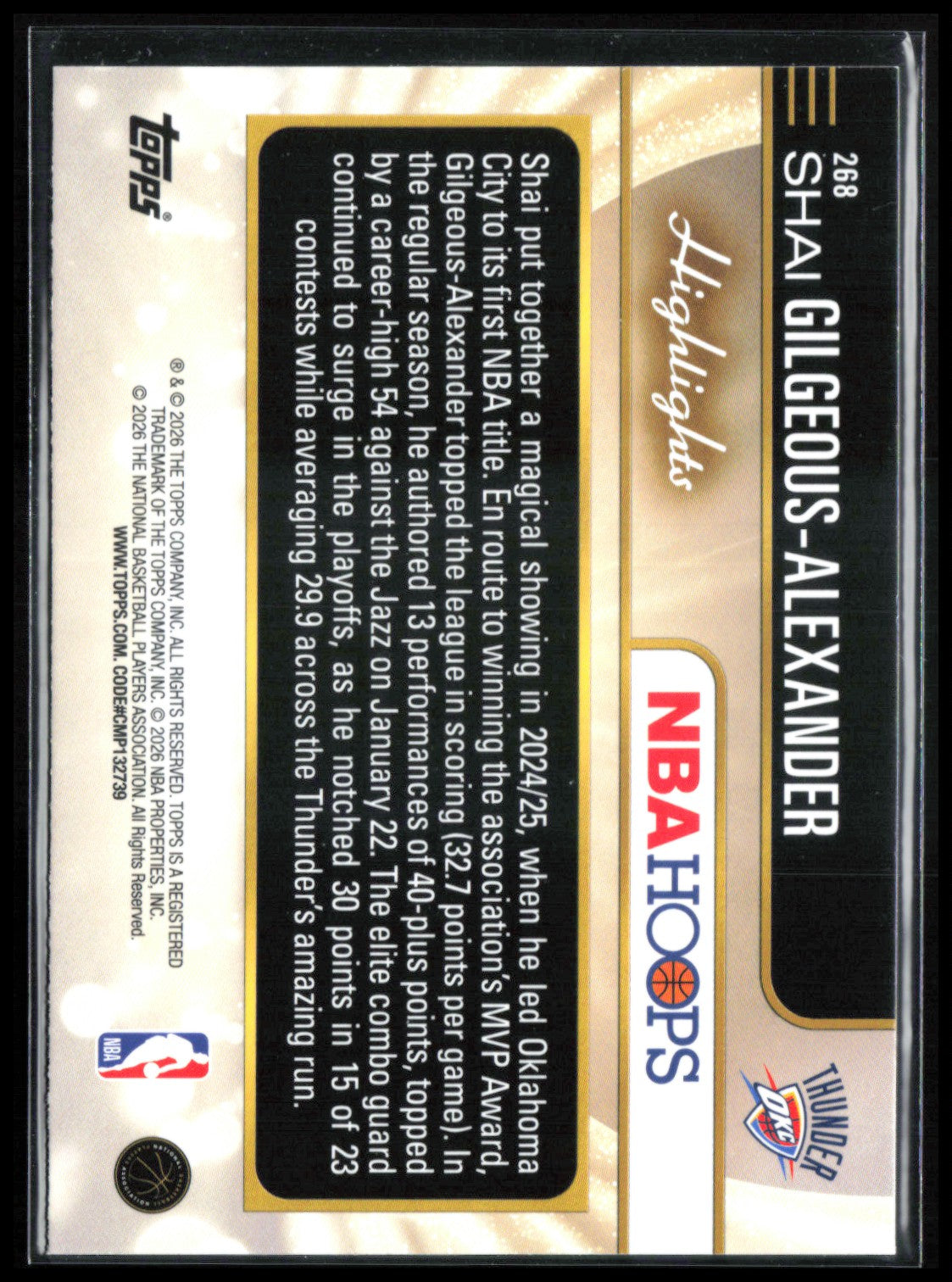 Shai Gilgeous-Alexander Highlights 2025 Topps NBA Hoops