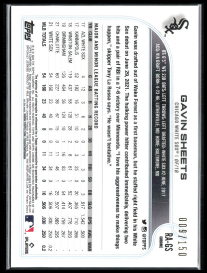 Gavin Sheets RC Auto Blue Refractor /150