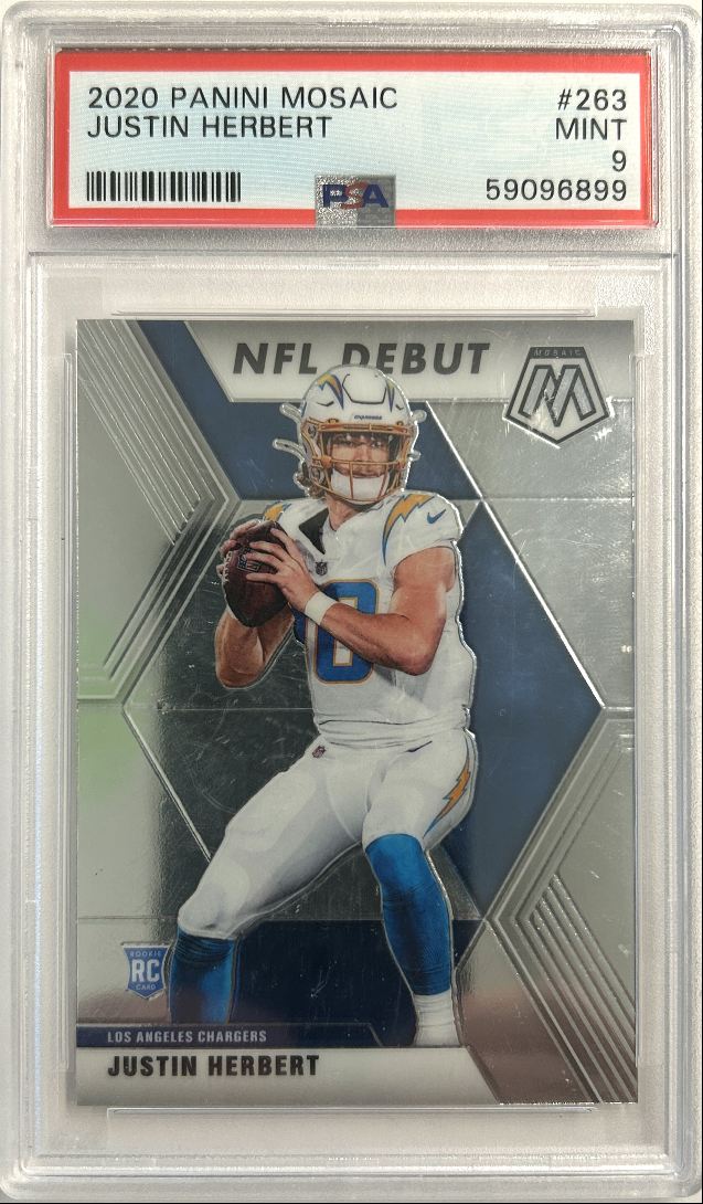 2020 Panini Mosaic 263 Justin Herbert RC Debut PSA 9 – Dollar Box