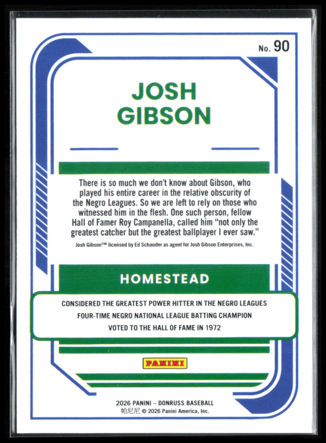 Josh Gibson Green Laser Homestead
