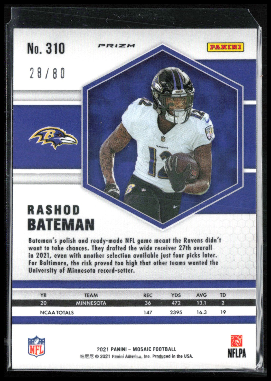 Rashod Bateman RC Red Yellow Choice /80