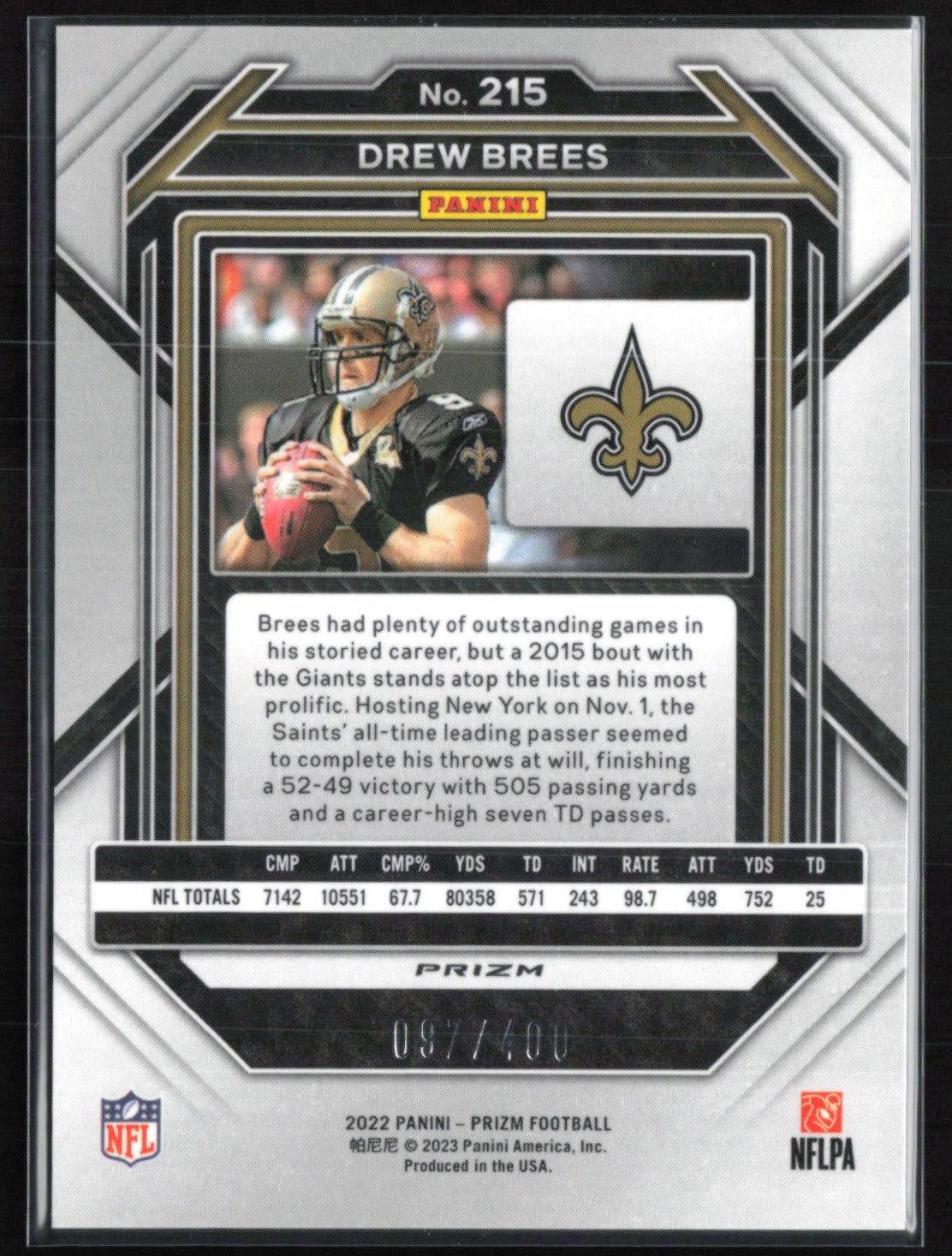 Drew Brees Pandora /400