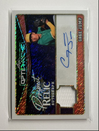 Gage Jump /4 Auto Relic Prospect Relic Autograph 2025 Leaf Optichrome