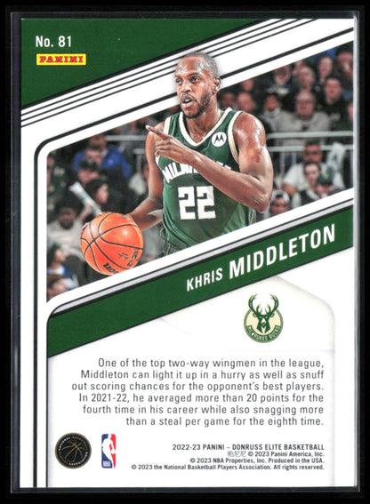 Khris Middleton Purple /49 2022-23 Donruss Elite