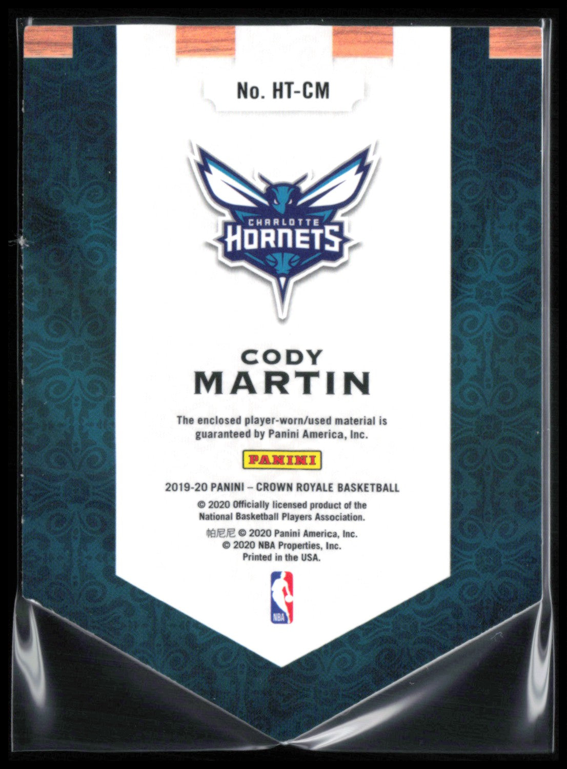 Cody Martin Heirs to the Throne Player-Worn Mem Die-Cut