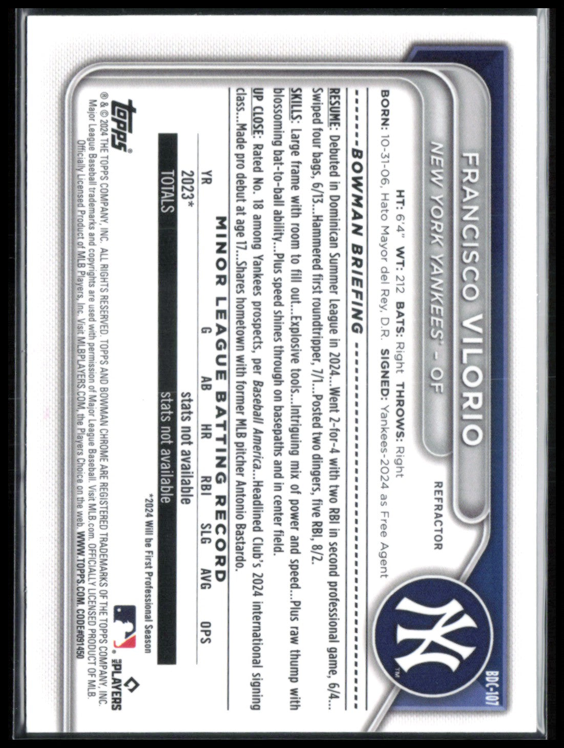 Francisco Vilorio Refractor Prospect