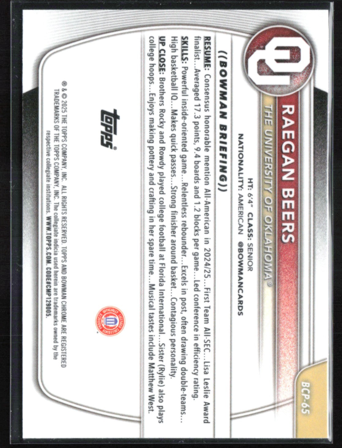 Raegan Beers 1st Bowman Mojo