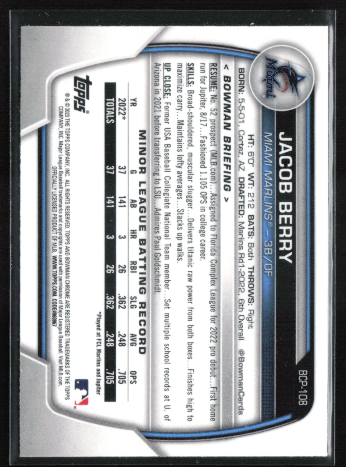 Jacob Berry 1st Bowman Mojo