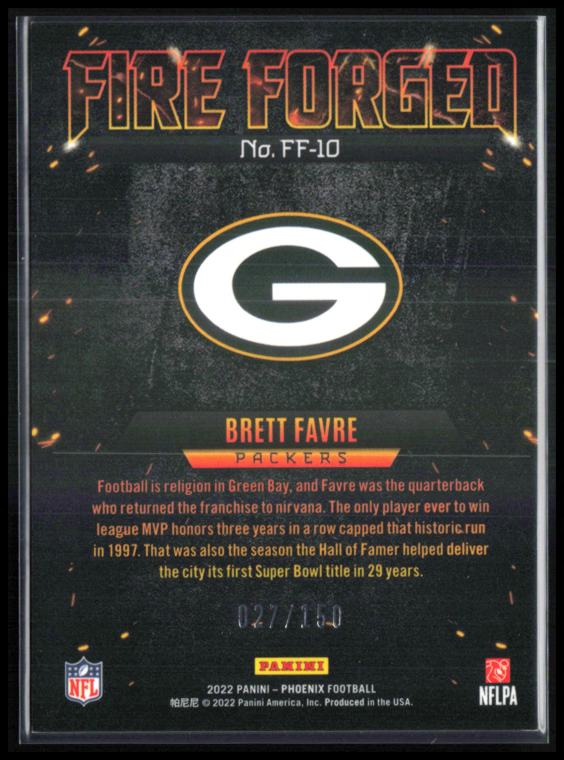 Brett Favre Fire Forged /150 Aqua