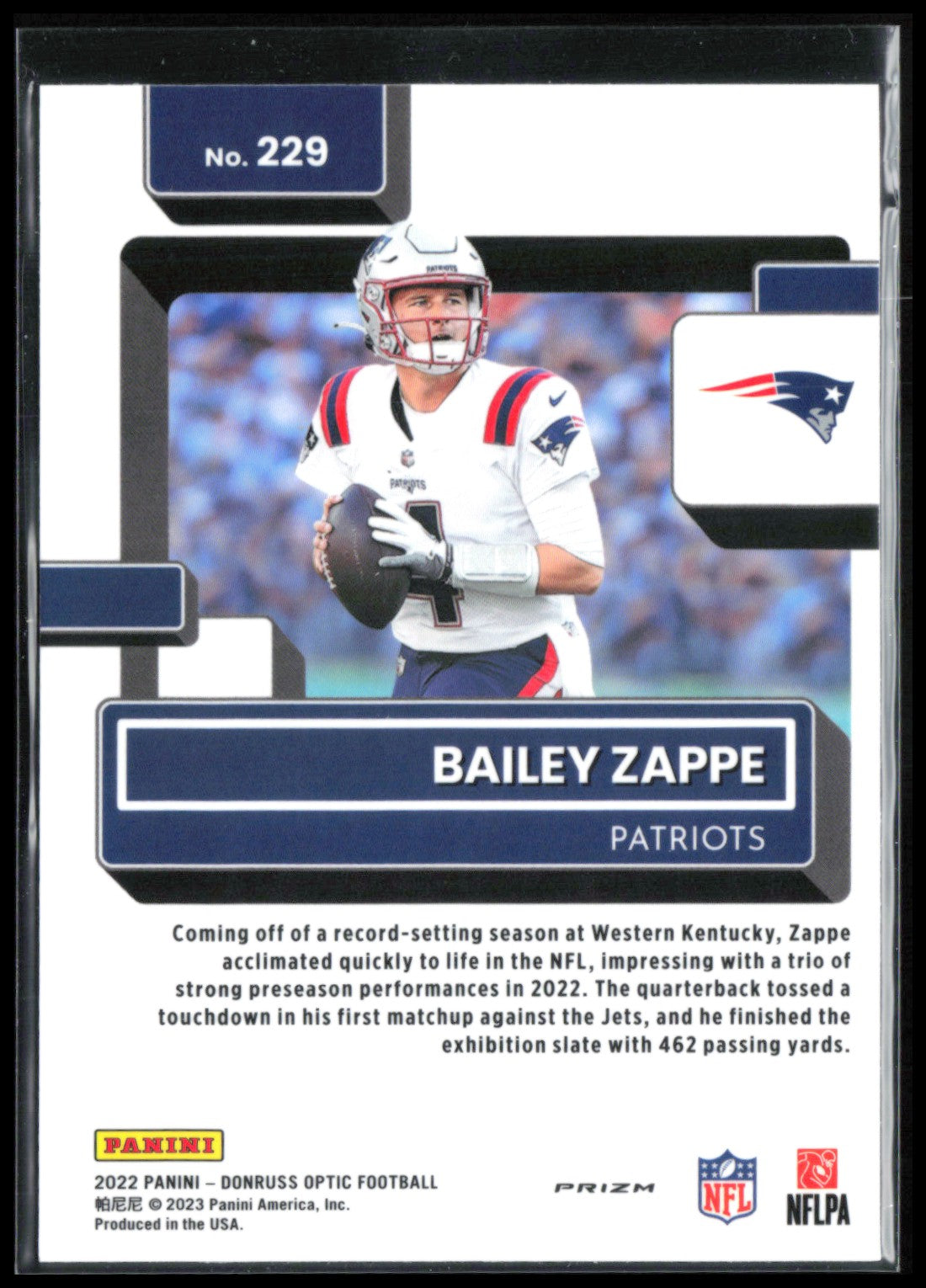 Bailey Zappe RC Holo Rated Rookie