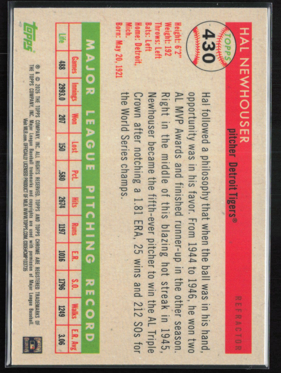 Hal Newhouser Refractor