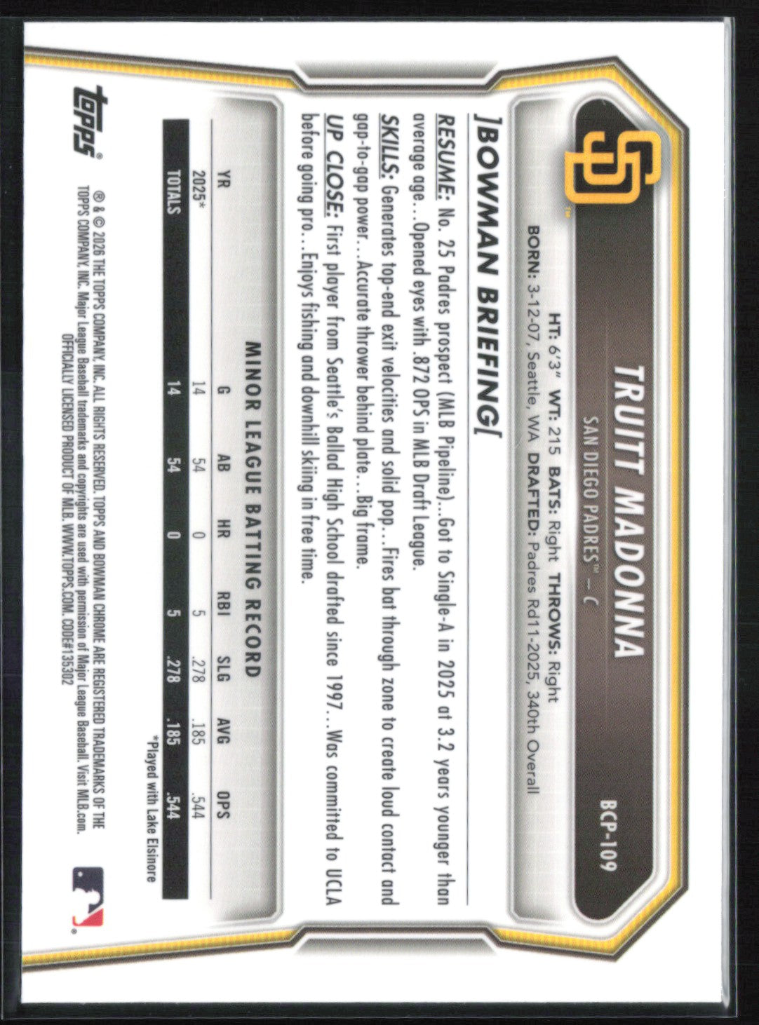 Truitt Madonna 1st Bowman Chrome