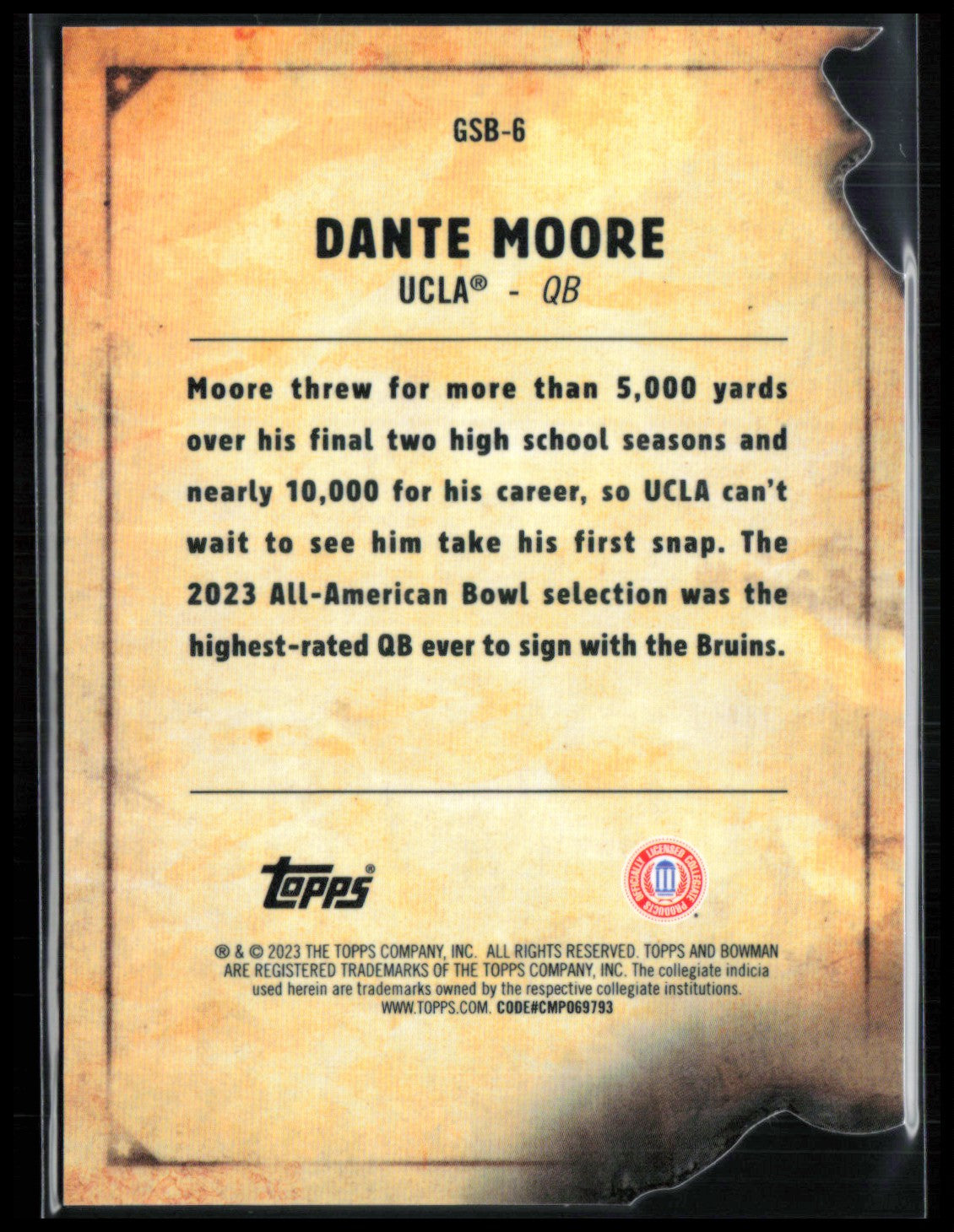 Dante Moore Wanted Gunslingers and Bandits Die-Cut 2023 Topps