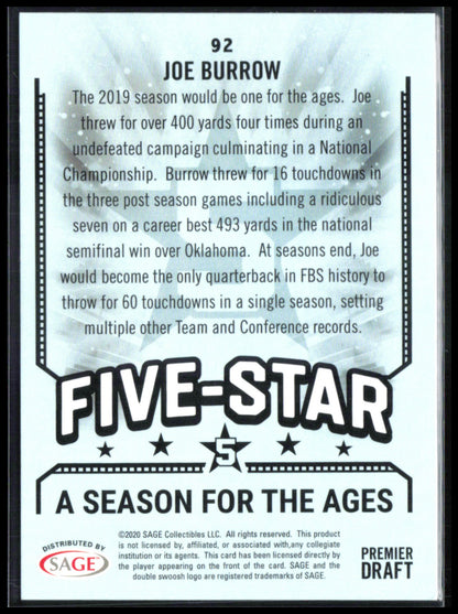 Joe Burrow Five-Star Premier Draft