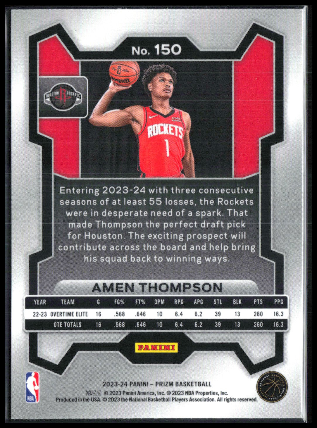 Amen Thompson RC 2023-24 Prizm