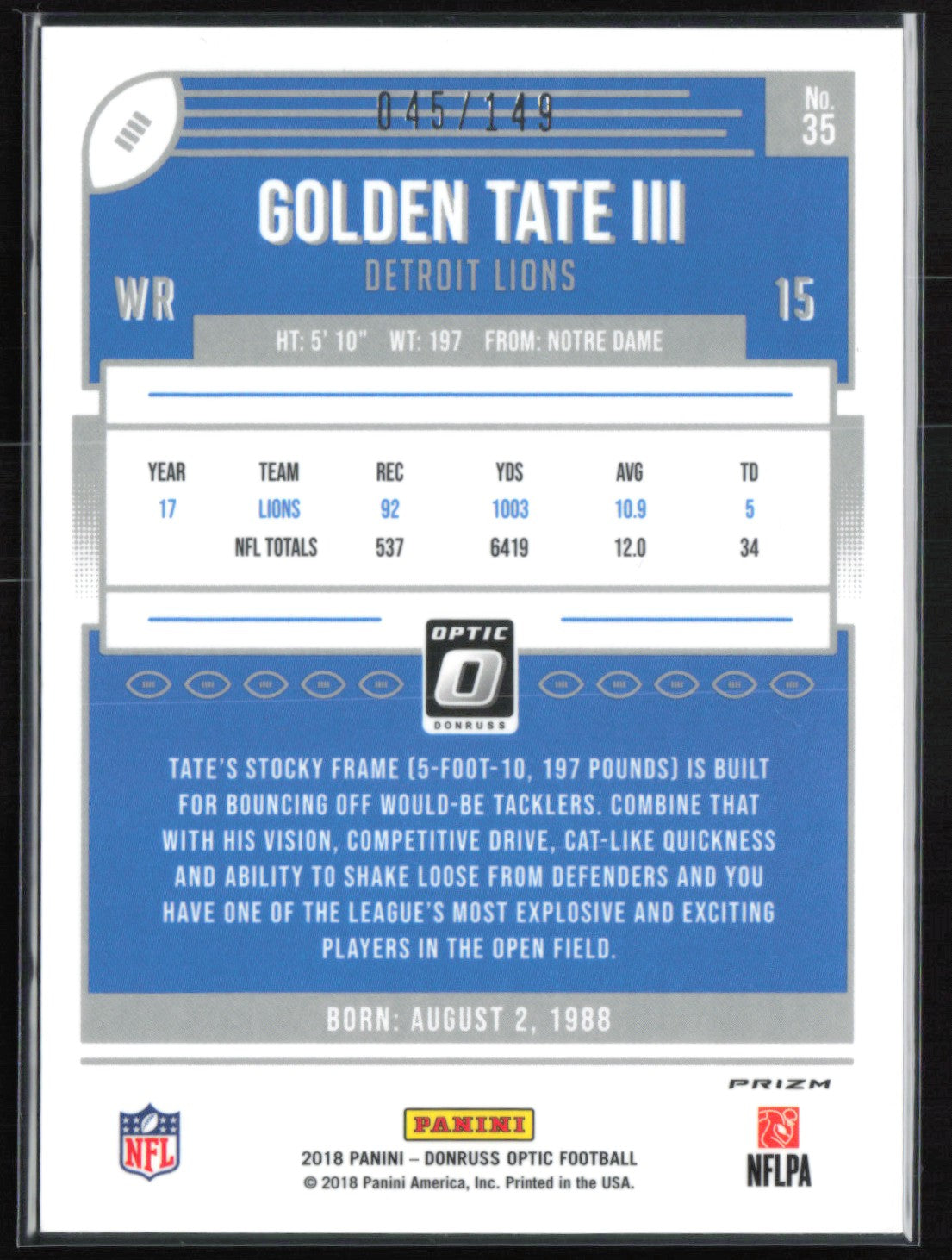 Golden Tate III Blue /149