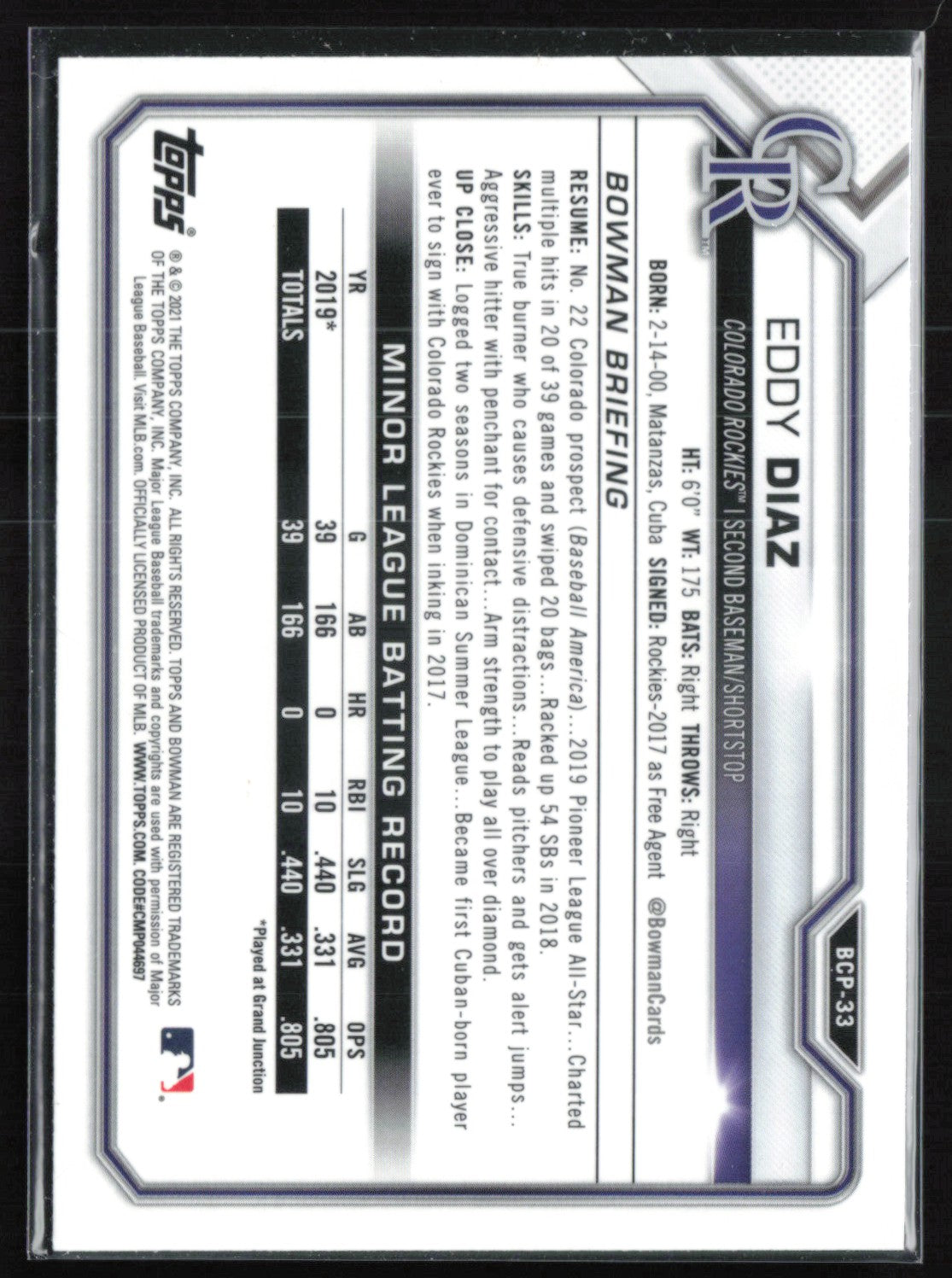 Eddy Diaz 1st Bowman