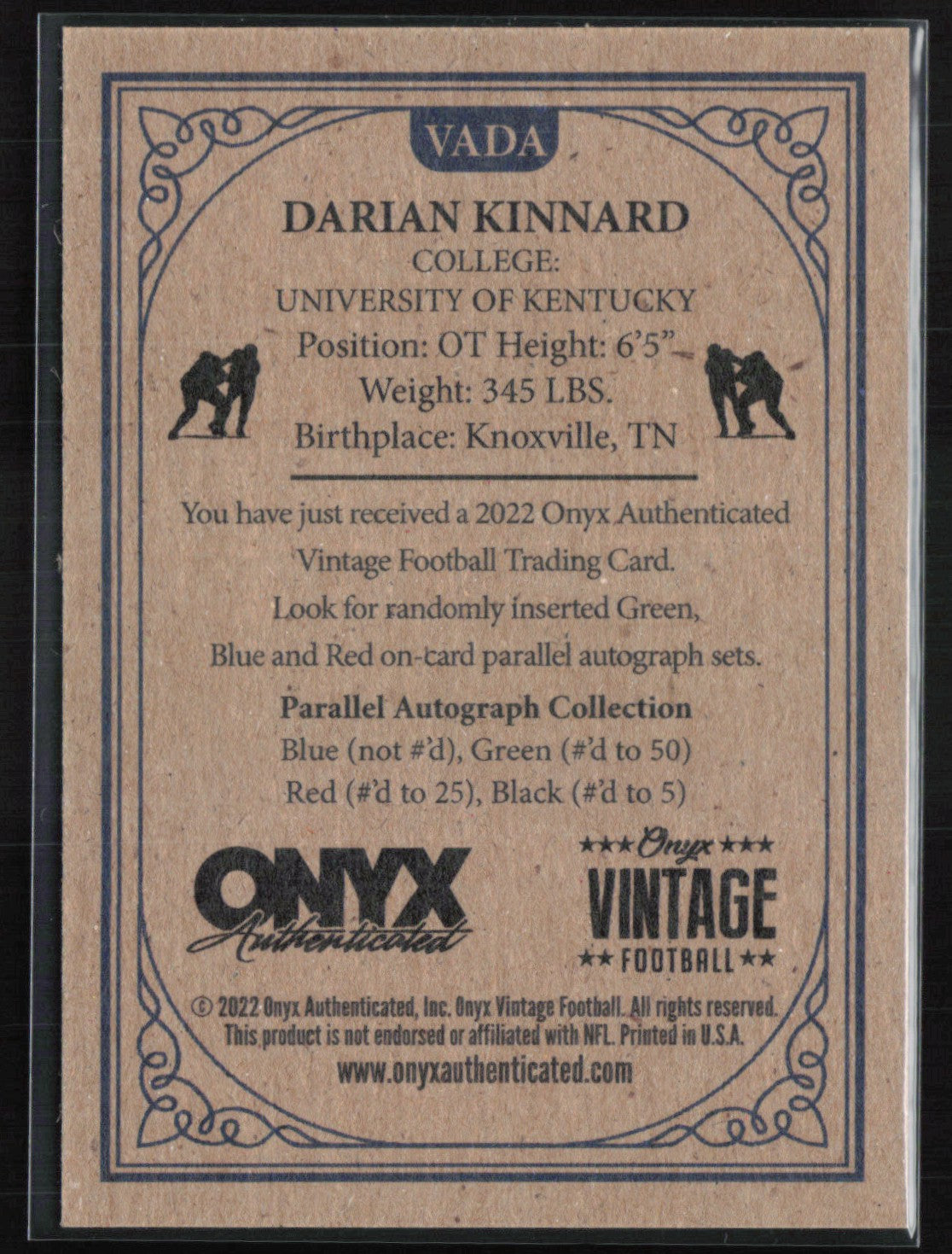Darian Kinnard Auto Onyx Authenticated