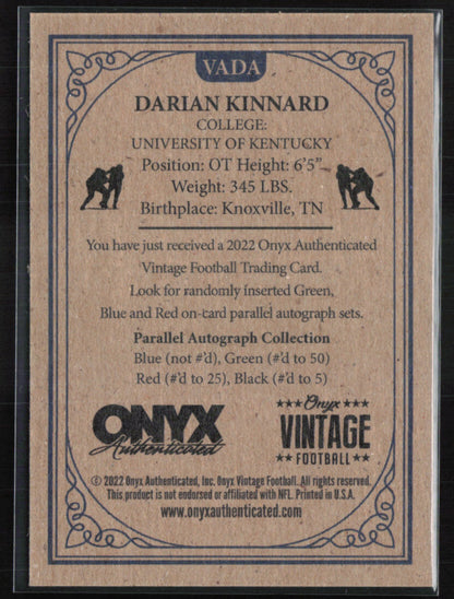 Darian Kinnard Auto Onyx Authenticated