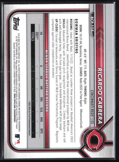 Ricardo Cabrera 1st Bowman B&W Mini Diamond