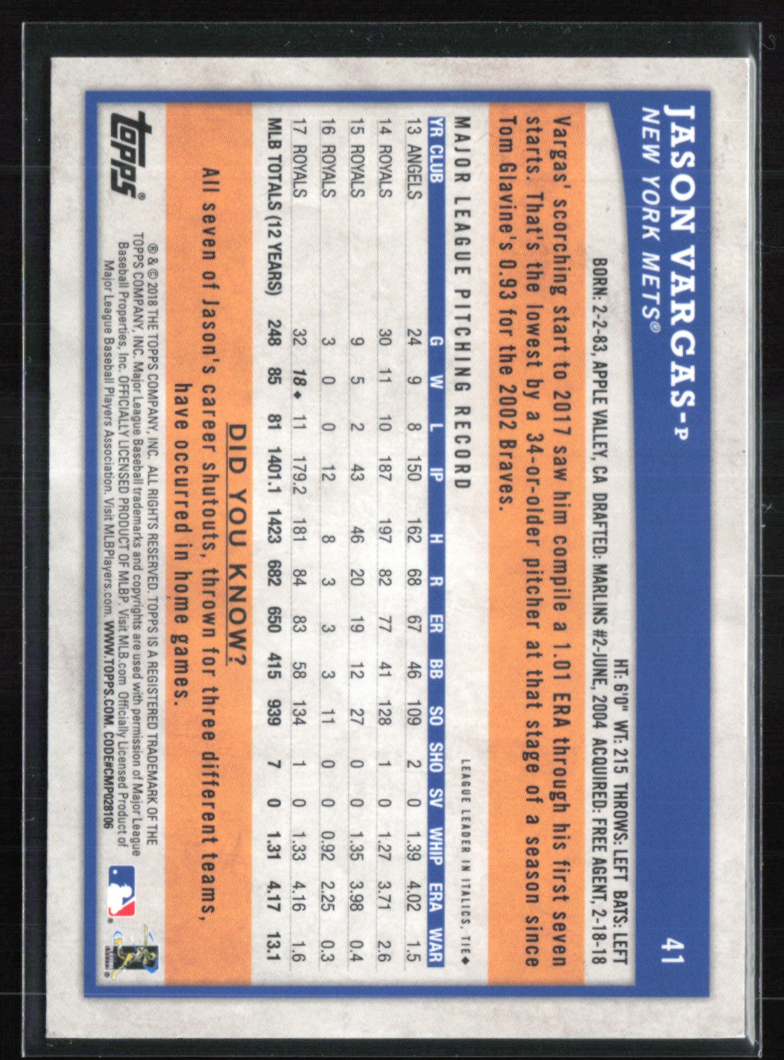 Jason Vargas /100 Foil