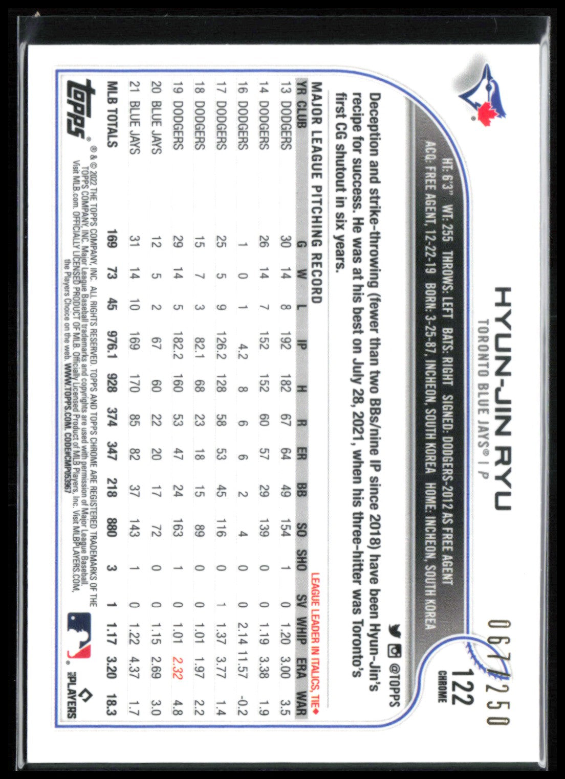 Hyun-Jin Ryu Purple /250