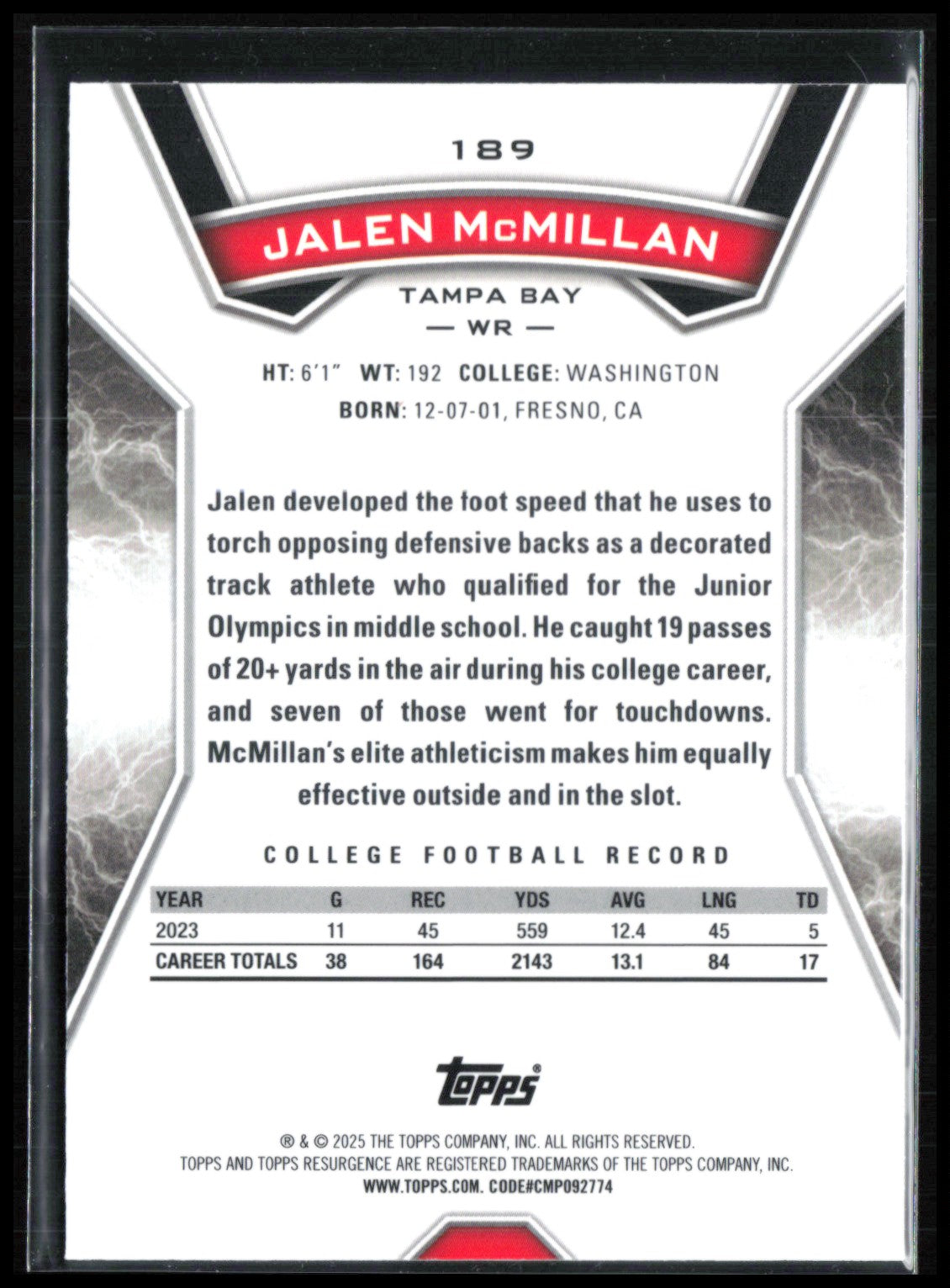 Jalen McMillan RC Orange Blue Disco