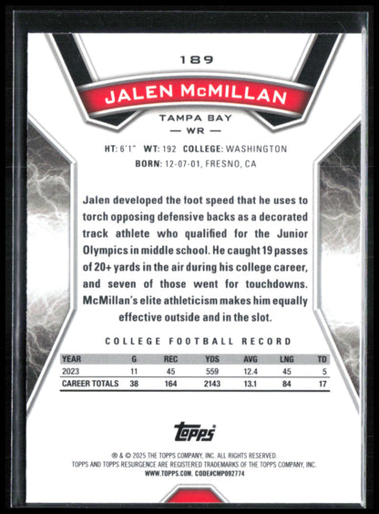 Jalen McMillan RC Orange Blue Disco