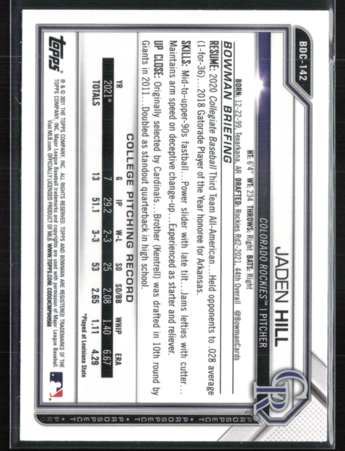 Jaden Hill 1st Bowman B&W Raywave