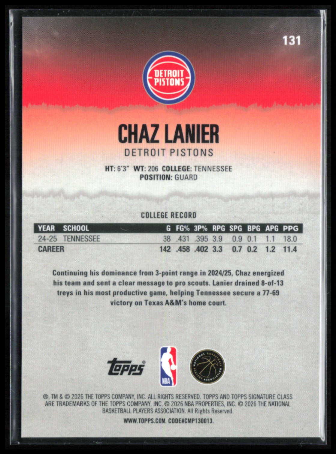 Chaz Lanier RC Orange Refractor /50