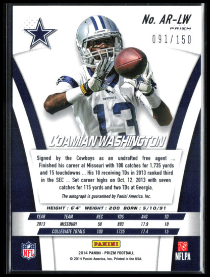 L'Damian Washington Auto /150 Yellow Green Prizm