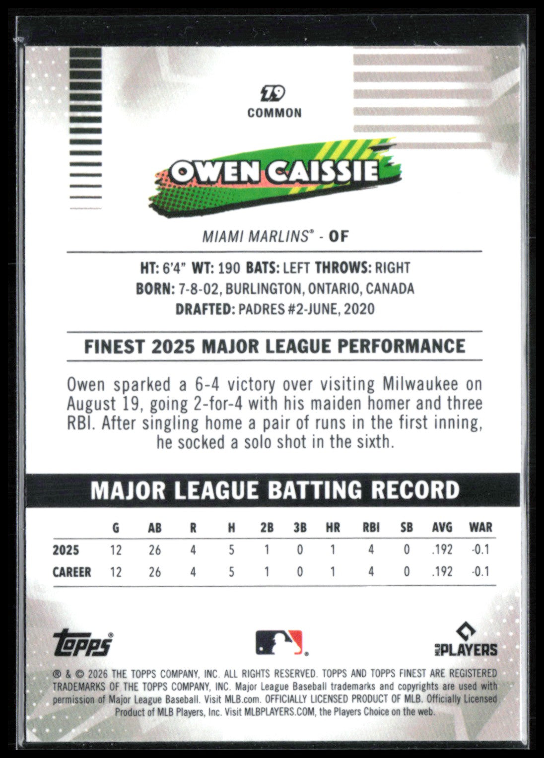 Owen Caissie RC