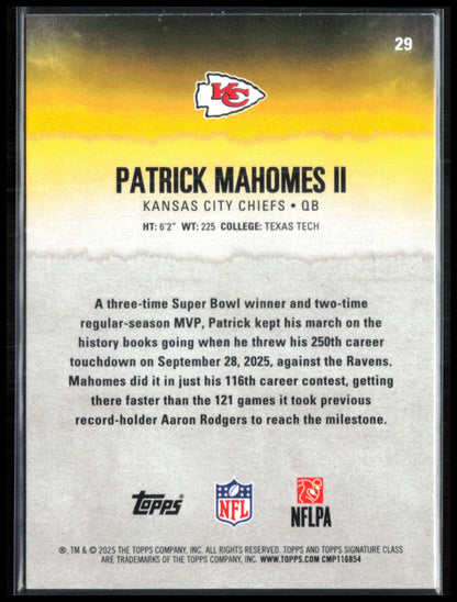 Patrick Mahomes II Yellow Parallel