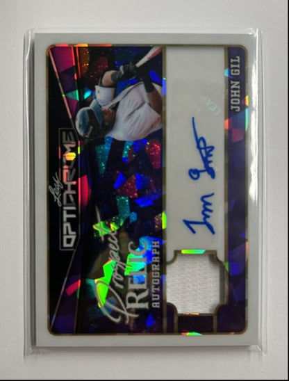 John Gil /5 Auto Relic Prospect Relic Autograph 2025 Leaf Optichrome