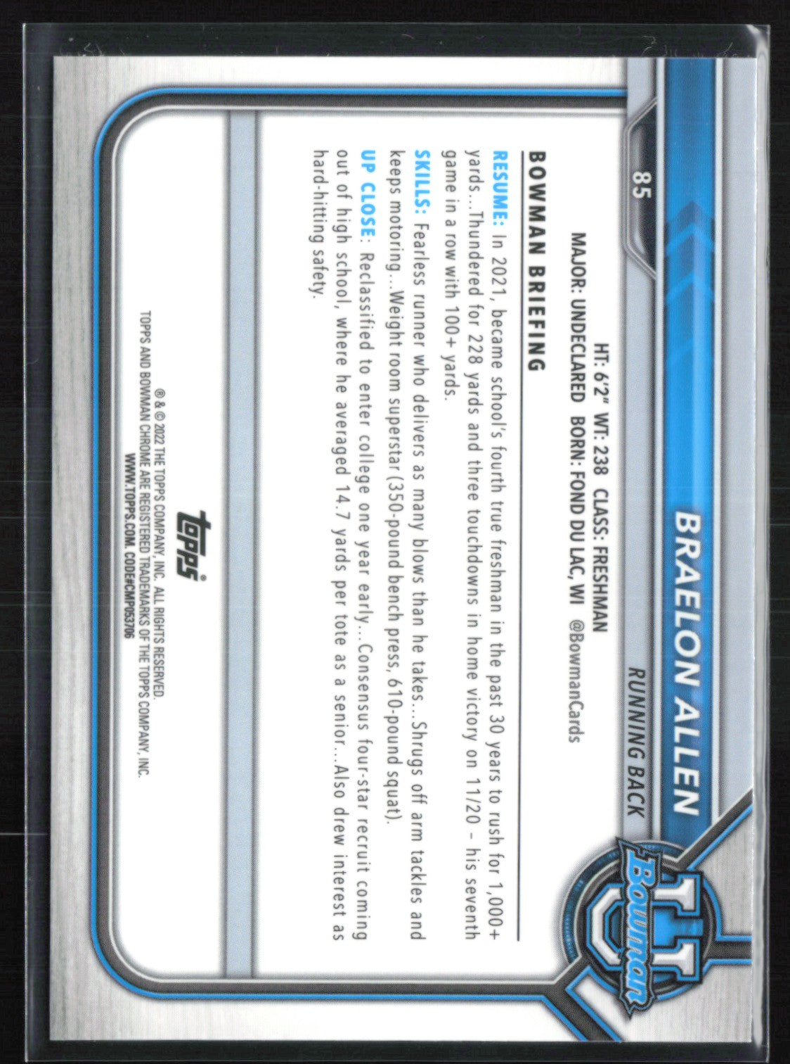 Braelon Allen 1st Bowman Refractor