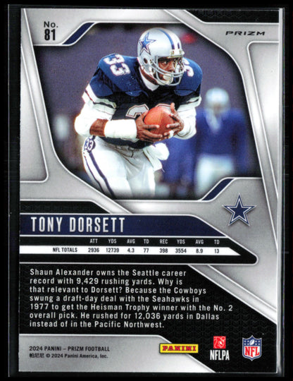 Tony Dorsett Silver Prizm