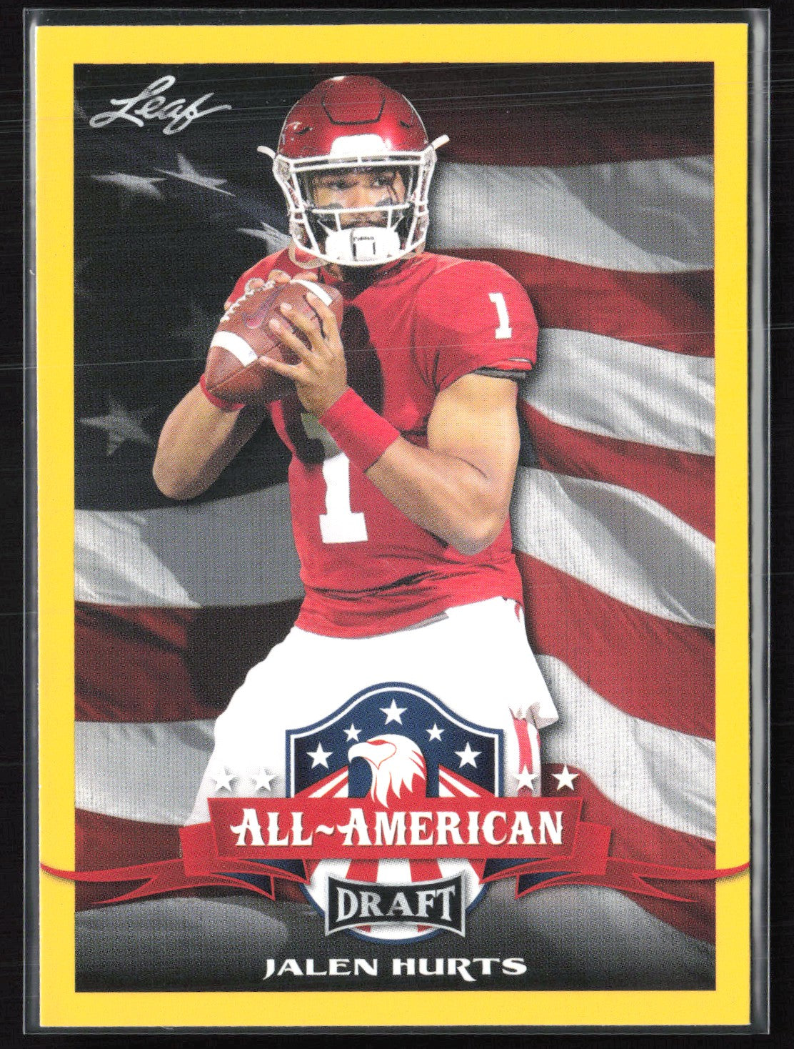 Jalen Hurts All-American Draft Yellow Parallel 2020 Leaf Draft