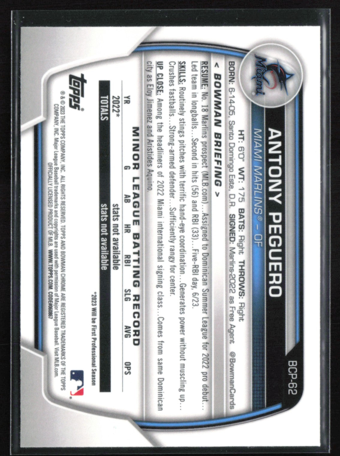 Antony Peguero 1st Bowman Mojo
