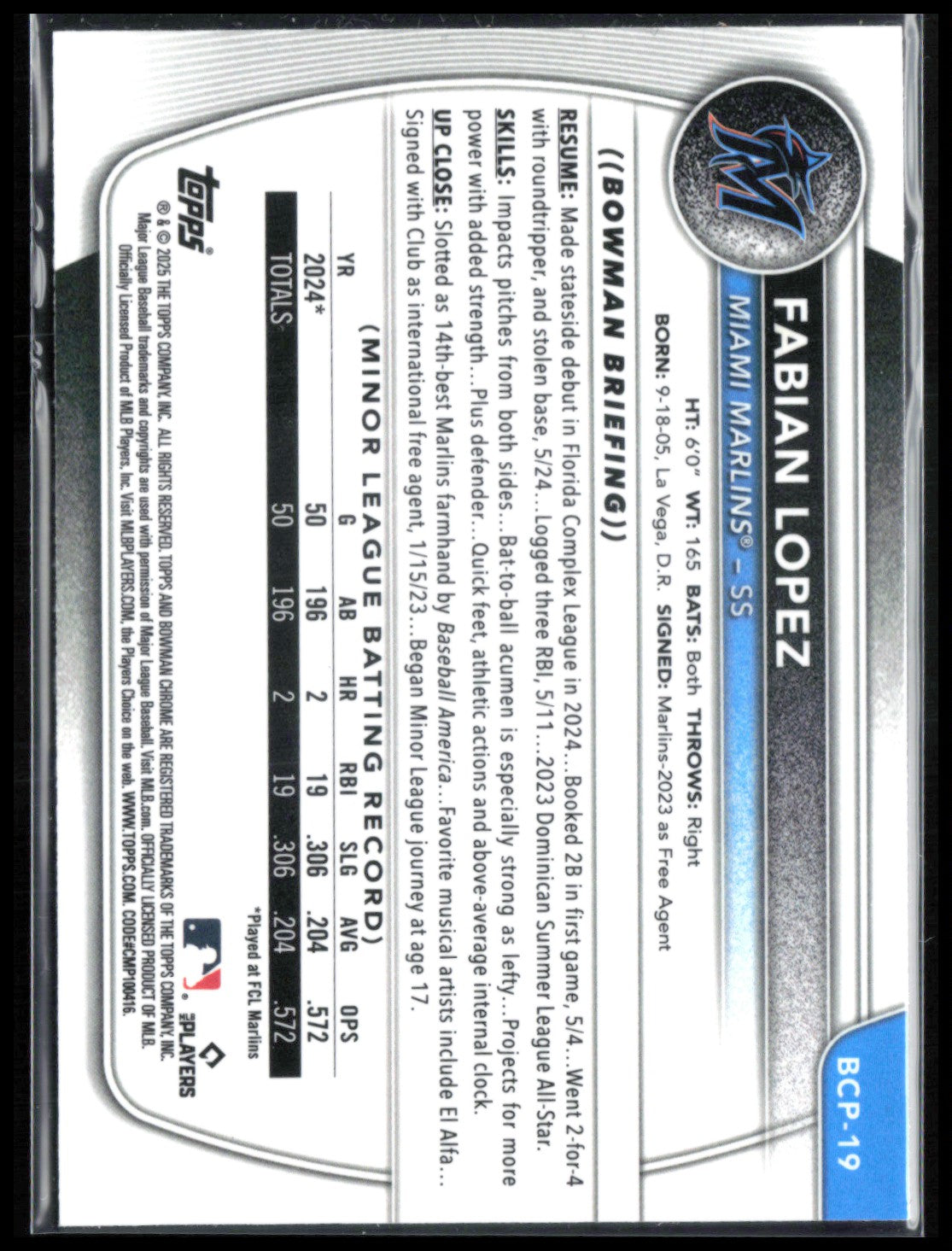 Fabian Lopez 1st Bowman Mini Diamond