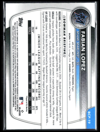 Fabian Lopez 1st Bowman Mini Diamond