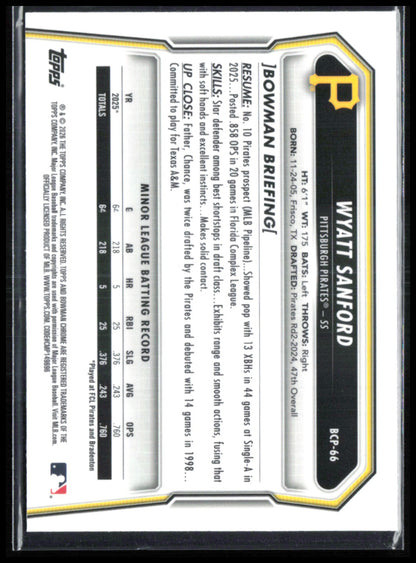 Wyatt Sanford 1st Bowman Mojo