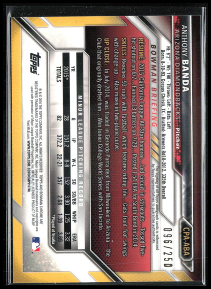 Anthony Banda 1st Bowman Auto Purple /250