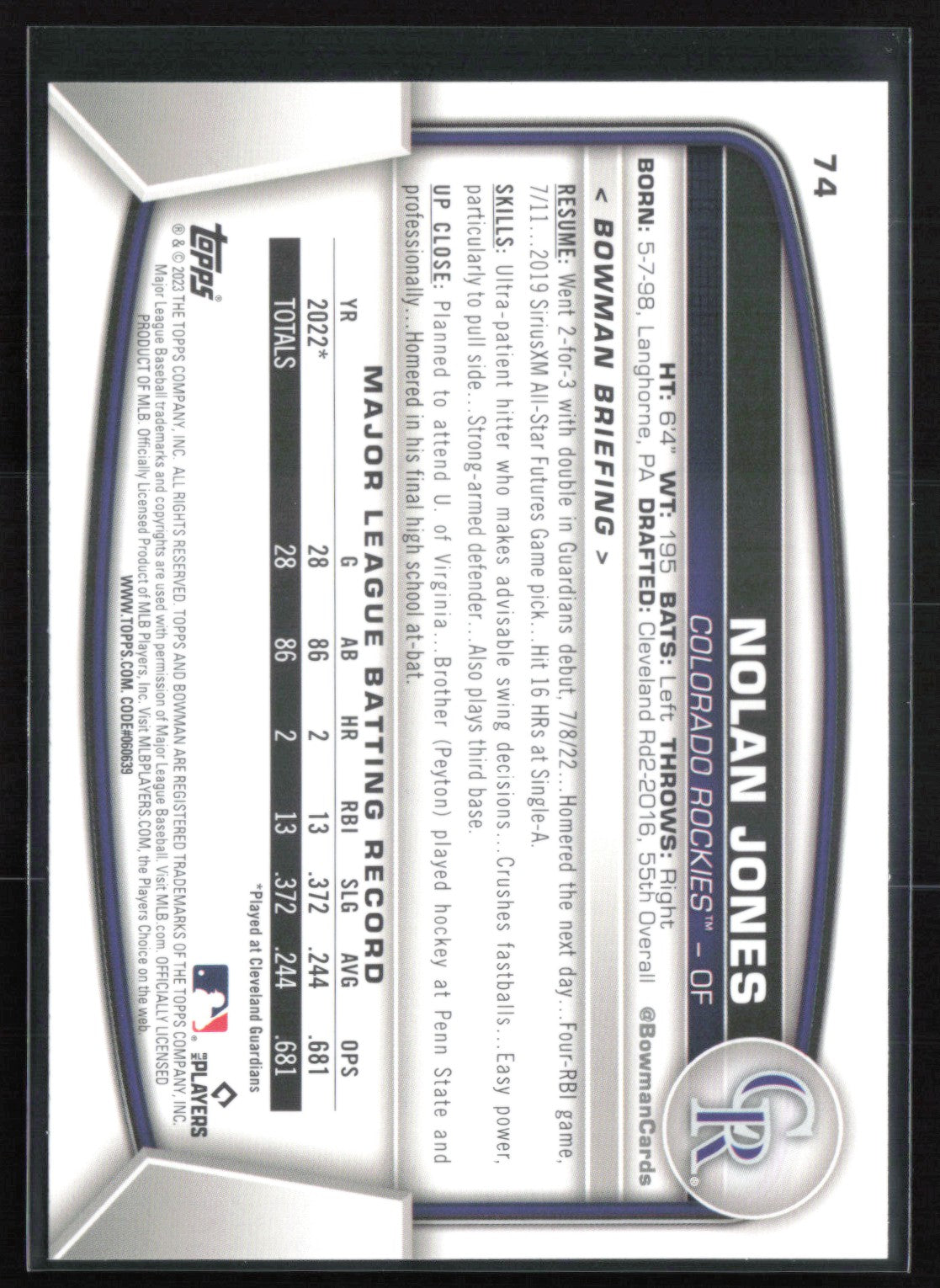 Nolan Jones RC