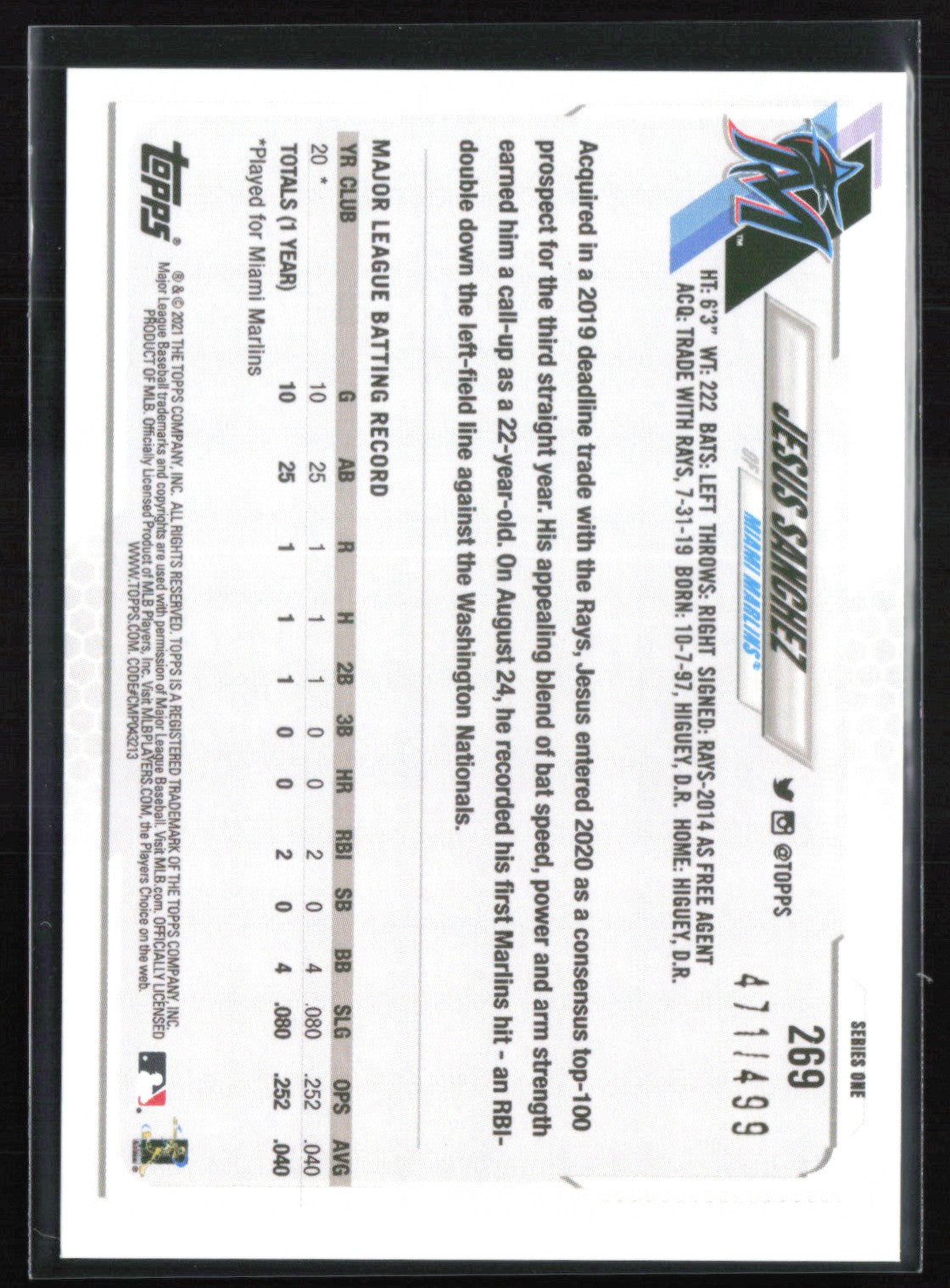 Jesus Sanchez RC Green Foil /499