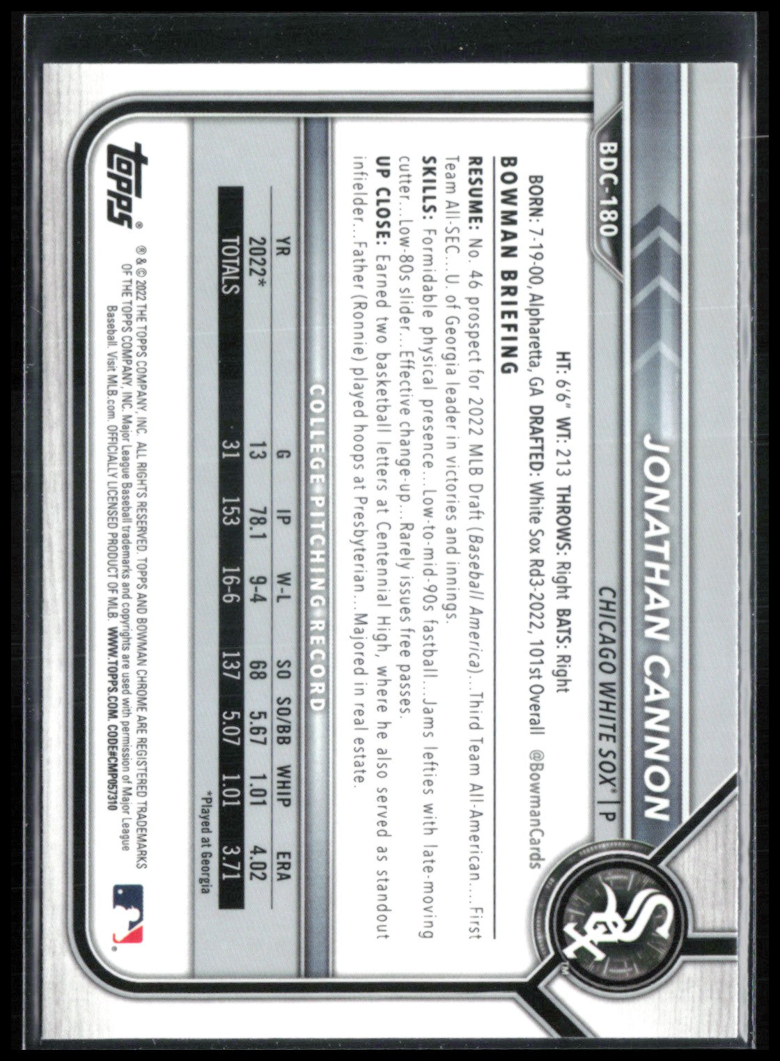 Jonathan Cannon 1st Bowman B&W Raywave