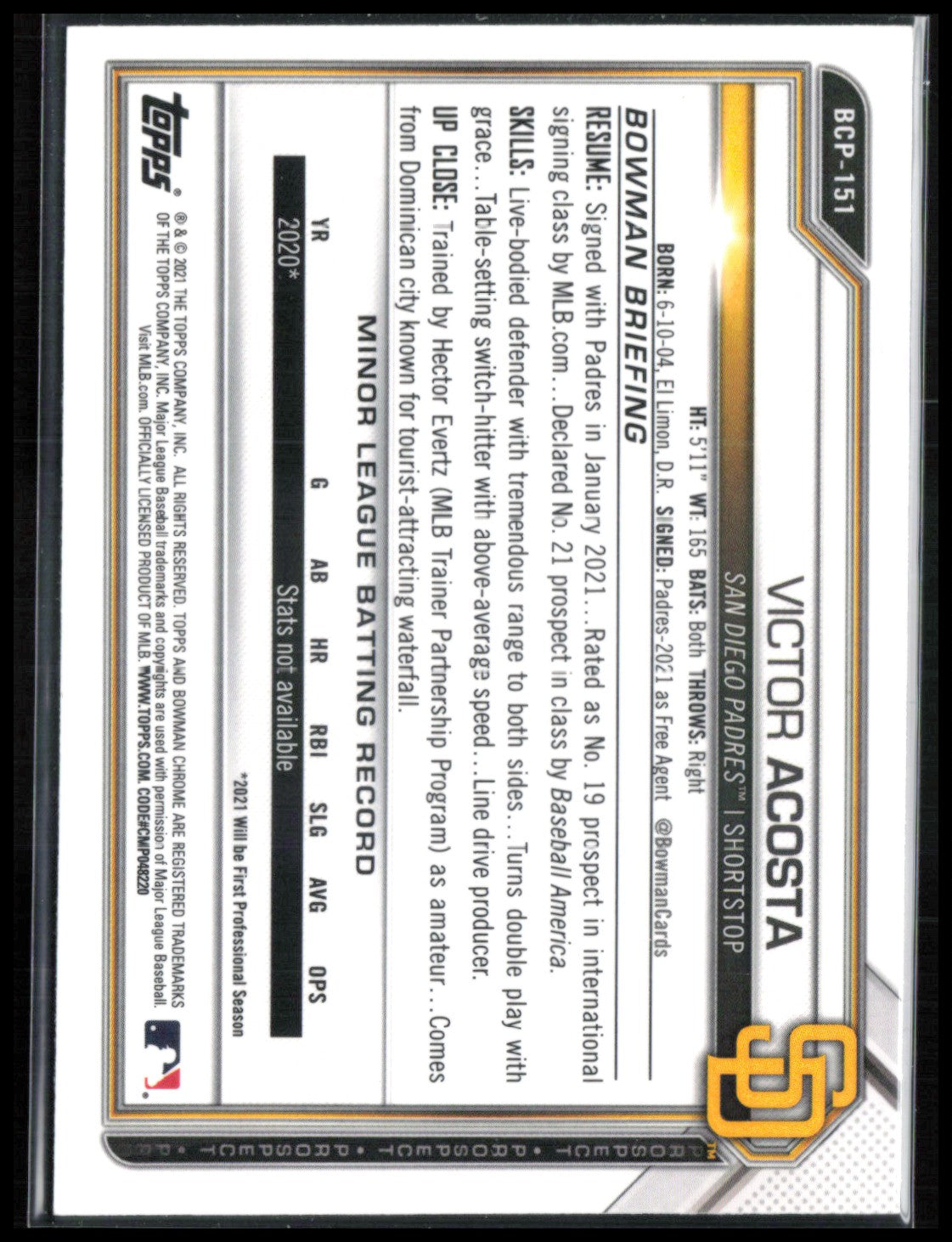 Victor Acosta 1st Bowman Mojo