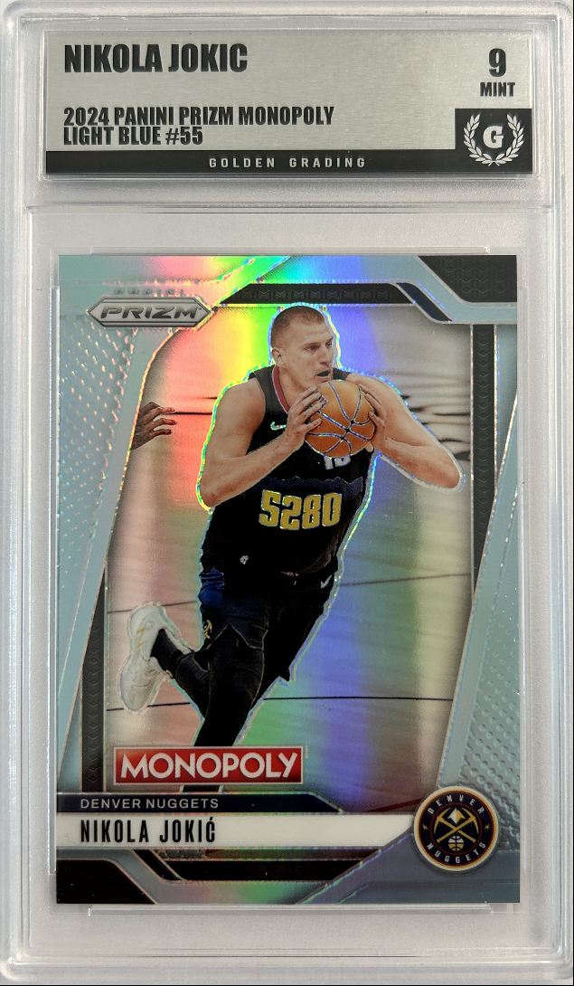 Nikola Jokic Light Blue /249 2024 Panini Prizm Monopoly Golden Grading 9
