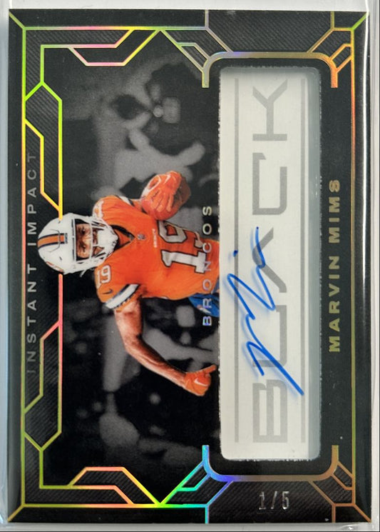 Marvin Mims 1/5 Shadowbox Auto 2024 Panini Black Instant Impact