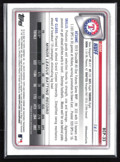 Sam Huff 1st Bowman Purple Mojo /250